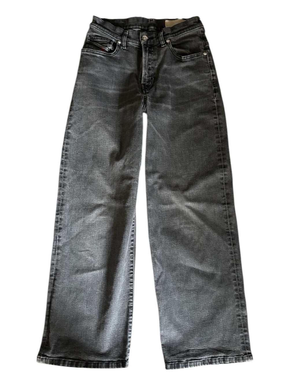 Diesel High Rise Wide Leg Jeans - Charcoal Gray
